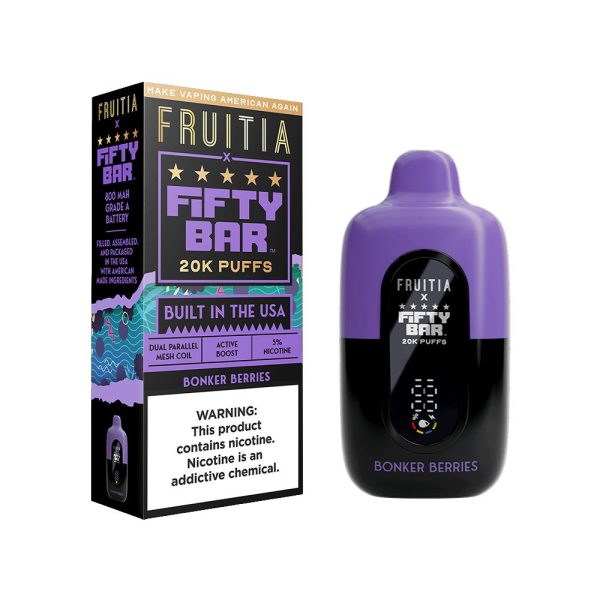 Fruitia 20000 Puff Disposable E-Cig by Fifty Bar 50mg 16mL For Sale - Image 5