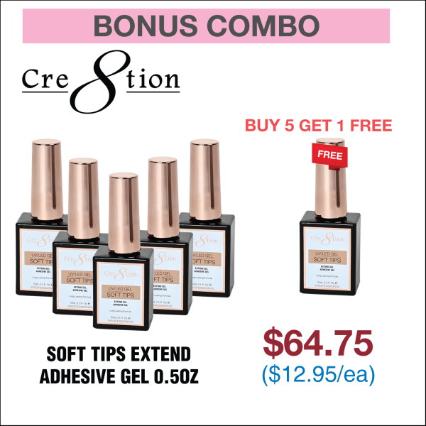 (Bonus Combo) Cre8tion Soft Tips Extend Adhesive Gel 0.5oz - Buy 5 Get 1 Free Online Hot Sale